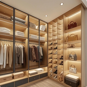 2025วางโชว์กระจกแบบปรับแต่งได้ชั้นวางของในตู้เสื้อผ้าแบบวินเทจเฟอร์นิเจอร์ตู้เสื้อผ้าแบบเดินได้ - Product Image 1
