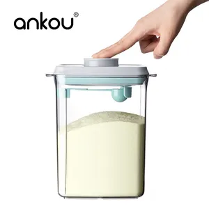 Ankou 도매 플라스틱 항아리 식료품 저장실 쌓을 수있는 밀폐 식품 보관 용기 세트 푸시 탑 시리얼 아기 분유 용기