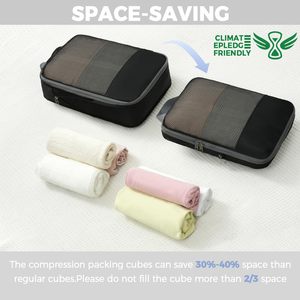 6 Set Compression Packing <b>Cubes</b> for Travel Essentials Space Saver Compressible Expandable Large Luggage Suitcase Organizer - Product Image 4