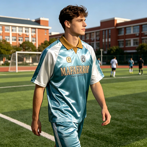 Camiseta de Fútbol de Tela Brillante Premium ODM, Uniforme Deportivo Personalizado con Nombre y Número, Ropa Deportiva Informal al por Mayor - Product Image 4