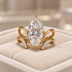 Ensemble de bagues empilables en diamant de laboratoire taille marquise, platine, pavé de pierres latérales, bande torsadée, bijoux de fiançailles et de mariage pour femme - Product Image 1