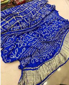 Sari en soie Gajji indienne festive, pur, bandhani, sari traditionnel artisanal en soie Gajji pure, ghatchola - Product Image 4