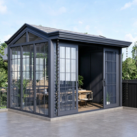 Véranda en aluminium à toit en pente avec cadre à rupture de pont thermique, verre isolant, toit triangulaire, salle de jardin, solarium personnalisé pour patio arrière