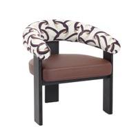 Fauteuil d'appoint en bois de frêne rétro français de haute qualité, rembourré en tissu, pour salon, hôtel ou maison