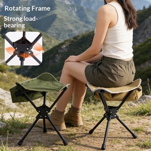 Tabouret pliant triangulaire en <span class=keywords><strong>acier</strong></span> au carbone portable pour le camping en plein air, le cyclisme, la pêche, léger et rotatif - Product Image 3