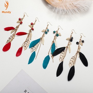 Pendientes Novedosos con Plumas y Símbolo de <span class=keywords><strong>la</strong></span> Paz Hippie para Fiesta, Pendientes Bohemios con Borlas Largas para Vacaciones de Verano y Eventos Musicales - Product Image 1