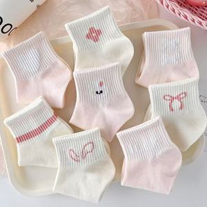 Pink Children Socks Ankle Length Breathable Sweat Absorbent For Toddlers Spring Autumn Style - Product Image 4