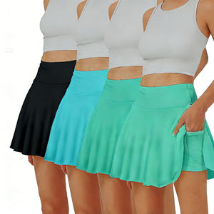 Conjunto de Falda Deportiva de 4 Piezas Personalizable para Mujer, Cintura Alta, Estilo Evase, Cintura Elástica, Minifaldas Casuales para Damas - Product Image 2