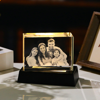Save 15% K9 Clear Blank Crystal Cube Personalized 3D Laser Family Photo Frame for Festival Day Gifts