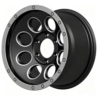 Nouvelles jantes bicolores noires brillantes personnalisées, 8 découpes circulaires, lèvre argentée usinée, 6 trous, pour camion, SUV, tout-terrain, Jeep, en alliage d'aluminium 9.0J