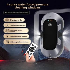 Robot nettoyeur de vitres électrique avec 2 buses de pulvérisation d'eau automatique pour fenêtres et portes en verre et marbre pour hôtels et ménages - Product Image 2