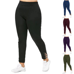 Pantalones de Yoga para Mujer al por Mayor, Personalizados, Sólidos, de Spandex/Nylon, Transpirables, Elásticos en Cuatro Direcciones, Tallas Grandes, Antibacterianos, de Secado Rápido - Product Image 2