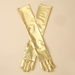 Gants longs en similicuir métallisé pour femmes, accessoires de costume de scène pour spectacles, longueur coude, pour soirées et événements. - Product Image 5