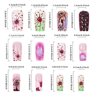 Faux ongles détachables 3D en relief, motifs floraux colorés, style européen et américain, pré-conçus, style Ins, pour nail art transfrontalier - Product Image 3