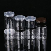 Bocaux en plastique PET vides, contenants en plastique transparent pour biscuits, avec couvercles en plastique pour l'emballage alimentaire