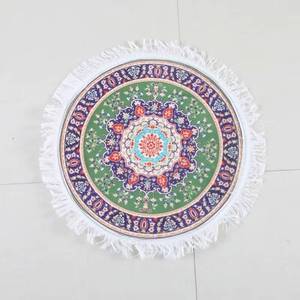 Alfombra de Oración Musulmana Redonda Antideslizante de Seda de Hielo Estampada YASEEN, 50×50 cm - Product Image 1