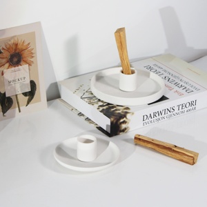 Supporto per bastoncini di incenso all'ingrosso moderno personalizzato supporto per Palo Santo in ceramica fatto a mano bianco per bastone - Product Image 2