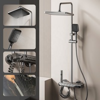 Ensemble de douche et robinetterie de bain 4 fonctions avec finition huilée, sur pied, pour appartements