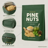 Sacs à pignons de pin personnalisés imprimés, sachets refermables de qualité alimentaire pour l'emballage des pignons de pin, pour pesto, cuisine, restaurant, vente en gros