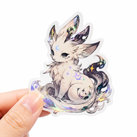 Autocollants Anime Personnalisés Durables en Vinyle PVC Effet Holographique Découpé sur Mesure, Motif Manga Arc-en-ciel, Créatures Fantastiques, Décoratifs, pour Merchandising