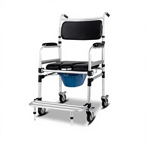 Sedia da Toilette <span class=keywords><strong>con</strong></span> Ruote in Lega di Alluminio per Anziani e Donne in Gravidanza, Antiscivolo, Antiribaltamento, Pieghevole, Finitura Lucida, Senza Attrezzi - Product Image 1