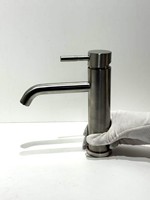 Robinet de cuisine contemporain en acier inoxydable 304 noir poli, monocommande, monotrou, à poser sur comptoir, mitigeur eau chaude et froide, céramique