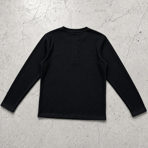 <span class=keywords><strong>Maglietta</strong></span> <span class=keywords><strong>Termica</strong></span> <span class=keywords><strong>Nera</strong></span> di Alta Qualità per Uomo, Produzione OEM, Ricamo Personalizzato, Tessuto Waffle, Manica Lunga Stile Henley - Product Image 2