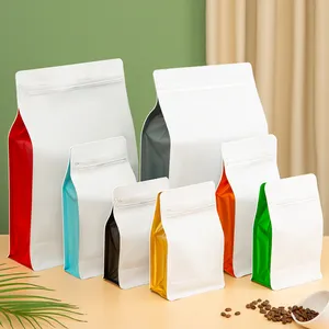 Pochette d'emballage debout en plastique mat personnalisé en feuille d'aluminium 250G 1KG sac en grains de café à fond plat avec valve