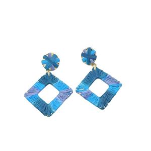 Pendientes de aro de joyería bohemios personalizados para niños, tela de rafia de 18 quilates, chapado en oro satinado, colgante largo, regalo de aniversario de la India - Product Image 1