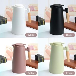 Carafe isotherme portable en plastique de 1,0 L, style arabe, avec intérieur en verre et poignée en bois, pour café et thé - Product Image 3