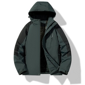 เสื้อแจ็คเก็ตกันลมสำหรับผู้ชายพร้อมซับในสีทึบตัดกันสำหรับฤดูหนาวชุดทำงานกลางแจ้ง - Product Image 1