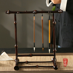 Zhuqi Pavilion Chinese Style Lacquered Bamboo Brush Holder Square Pen Stand For Calligraphy Desk Ornament Writing Implements - Product Image 1