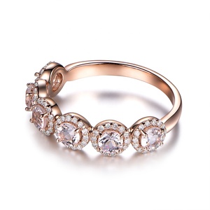 Elegante Anillo de Compromiso de Plata de Ley 925 con Cuarzo Ahumado y Halo de <span class=keywords><strong>Morganita</strong></span>, Joyería de Boda para Mujer - Product Image 2
