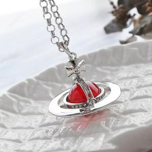 Empress Dowager Glacier Biru Mint hijau besar tiga-dimensi Saturnus tembaga Aloi emas berlapis kristal liontin kalung wanita - Product Image 5