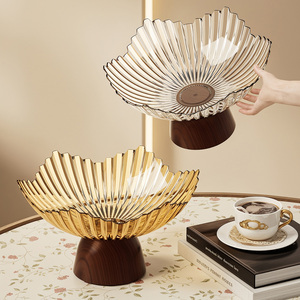 <span class=keywords><strong>Plateau</strong></span> à bonbons moderne sur pieds avec base en <span class=keywords><strong>bois</strong></span> grainé pour <span class=keywords><strong>table</strong></span> basse de salon, <span class=keywords><strong>plateau</strong></span> à collations - Product Image 4