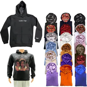 OEM saten İpek hoodies erkek özel saten çizgili hoodie