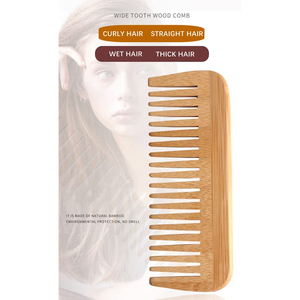 Peine de Bambú Ecológico Hecho a Mano con Logotipo Personalizado, Antiestático, de Dientes Anchos, para Uso Doméstico, Venta Caliente - Product Image 2