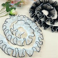 À volants plissé dentelle tissu garniture en mousseline de soie noir et blanc correspondant robe décoration Tulle tissu Applique coupe artisanat couture