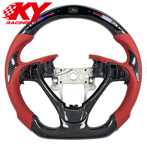 Accessoires intérieurs automobiles en fibre de carbone, cuir rouge, volant personnalisé avec LED, compatible avec Acura TL TLX ILX MDX TSX ZDX - Product Image 1