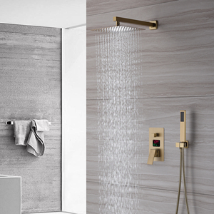 Juego de Ducha Dorado de 3 Vías para Baño Dima, Fabricante de Grifos, Cabezal de Ducha de Lluvia, Válvula Digital, Ducha de Mano + Grifo para Bañera - Product Image 2