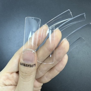 Puntas de uñas de pato Cubierta completa Flare Clear Curved Duck Feet Style Media cubierta <span class=keywords><strong>Pies</strong></span> anchos falsos Extensión francesa XL Puntas de uñas de pato - Product Image 2