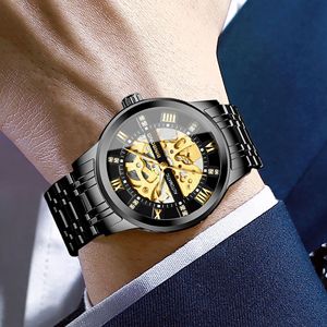 Binbond Men's Automatic Mechanical Watch Skeleton Design Stainless Steel Band 50m Waterproof - Product Image 2