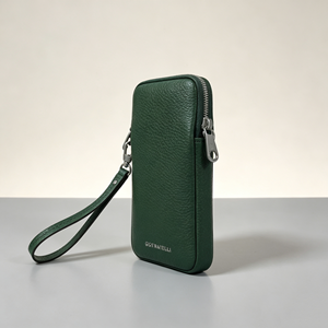 <b>Green</b> Leather Zipper <b>Wallet</b> Multi Card Holder Wristlet Purse With Removable Strap - Product Image 3