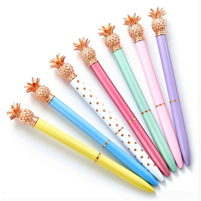 Creative Design Cute Pineapple-Shape Metal Ballpoint Pen with Custom logo for Student and Promotional Gift