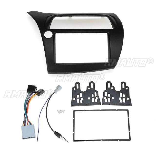 LHD 2 Din Fascia Radio Dvd Stereo Cd Panel Dash Mounting Installation Trim Kit Face Frame Bezel with Wire Harne for Honda Civic