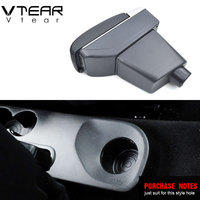 Vtear Boîte de rangement élégante en ABS et cuir PU avec accoudoir coulissant et porte-gobelet pour Renault Clio II 2014-2018