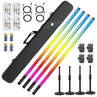 Livraison DDP depuis l'entrepôt UE : Pack de 4 tubes lumineux LED néon RGB alimentés par batterie 5000 mAh avec support pour éclairage de scène, DJ, studio et fêtes