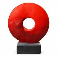 Sculpture en résine abstraite cercle rouge premium, finition aérographe, pièce d'art organique artisanale pour la décoration de maisons, bureaux et hôtels de luxe