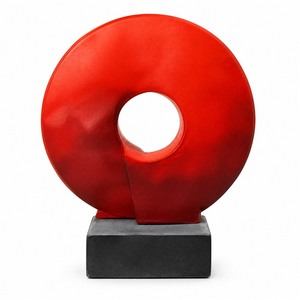 Scultura Astratta in Resina Rossa Premium con Finitura Aerografata, Pezzo d'Arte Organico Artigianale per Arredamento di Lusso di Casa, Ufficio e Hotel - Product Image 1