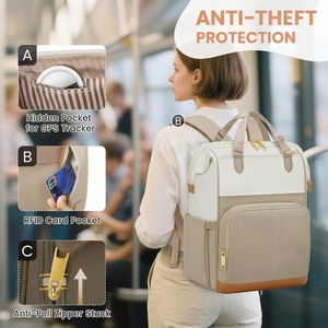 Sac à dos de voyage antivol personnalisé pour femmes, 15,6 pouces, poche RFID, résistant à l'eau, sac à dos pour ordinateur portable - Product Image 6